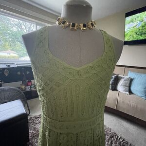 Vintage Kroshetta by Papillion Green Lined Fit & Flare Dress Size Large Witchy